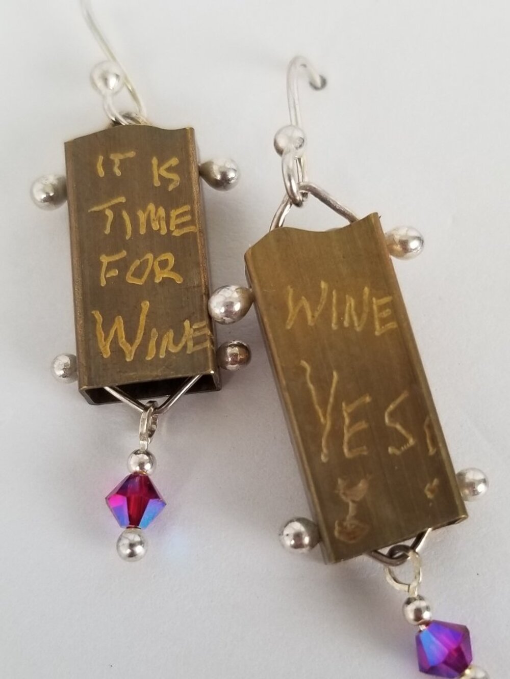 NEW Wine Time Earrings Hand Crafted Fish Hook Graffiti Beaded